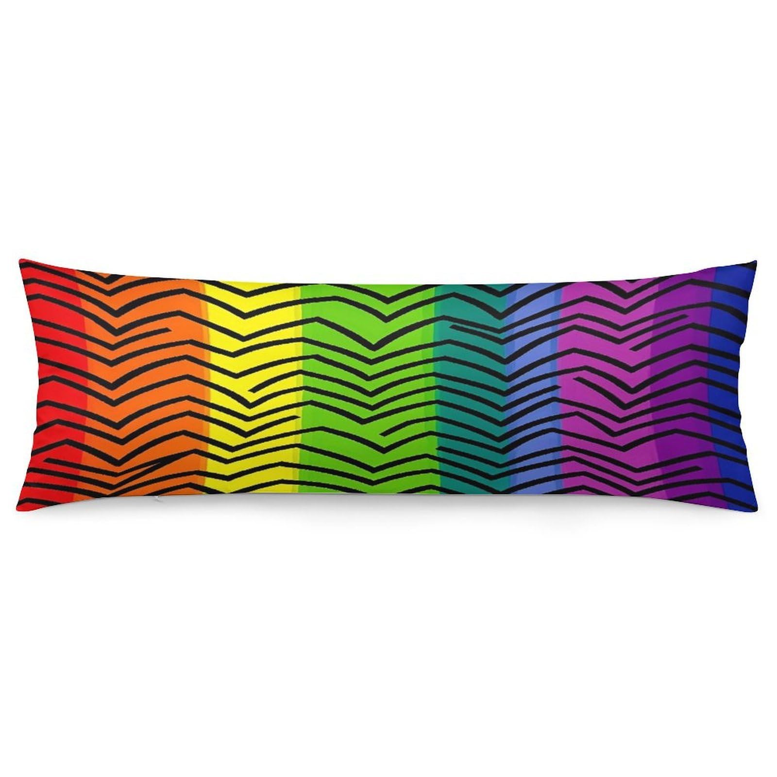 Gay Pride Rainbow Pillowcase Decorative Body Pillow Cover Soft Full Long Pillow Case Breathable Large Body Pillowcase Cute Cozy Pillow Sham for Bed Couch Sofa 18.9 X 53 Inch