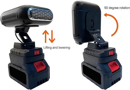 Miniatura 4 de Calentador de espacio portátil para la serie BL1800, funciona con pilas con giro de 90 grados, 2 controles de temperatura y 2 puertos USB, para