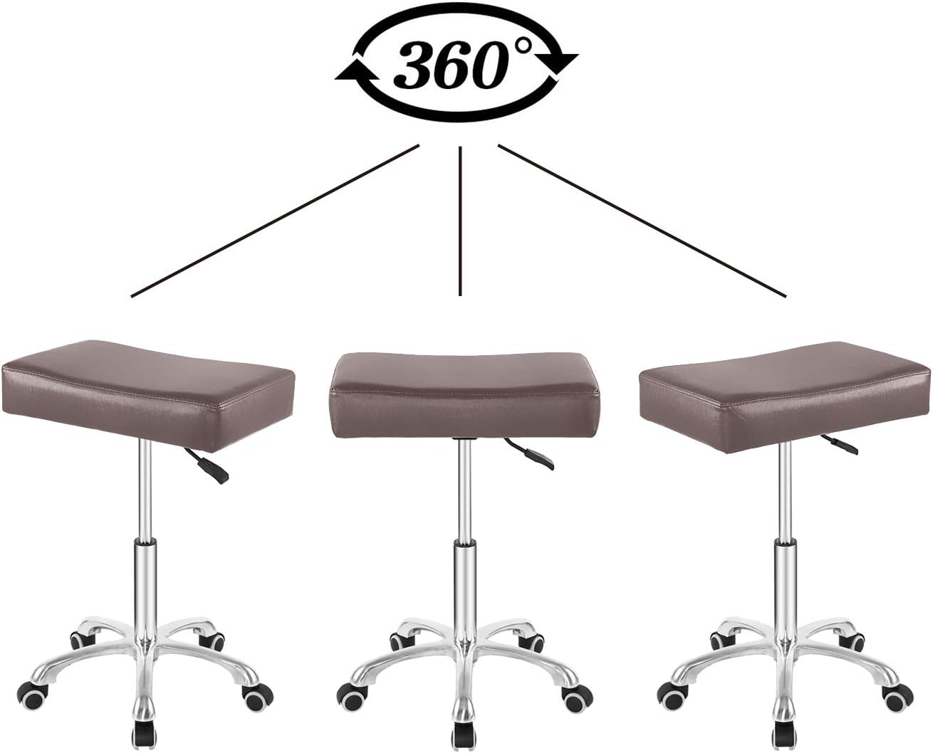 Rolling Swivel Stool Height Adjustable with Wheels Heavy Duty for Office Home Desk Counter Salon (Black) (Coffee, Without Footrest)