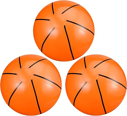 Kacctyen Baloncesto inflable de 12 pulgadas, 3 piezas de pelota de playa para decoración de fiestas temáticas de deportes, regalos de cumpleaños al