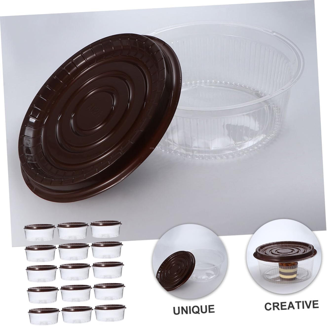 UPKOCH 25pcs 8-inch Plastic Cake Boxes for Cake Storage and Food Packing, round Single Cupcake Holders Suitable for Bakery and Party Use