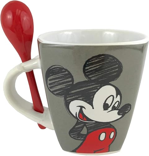 Disney Mickey and Minnie Mouse - Taza de café de cerámica Amazing Day con cuchara, multicolor, 11 onzas