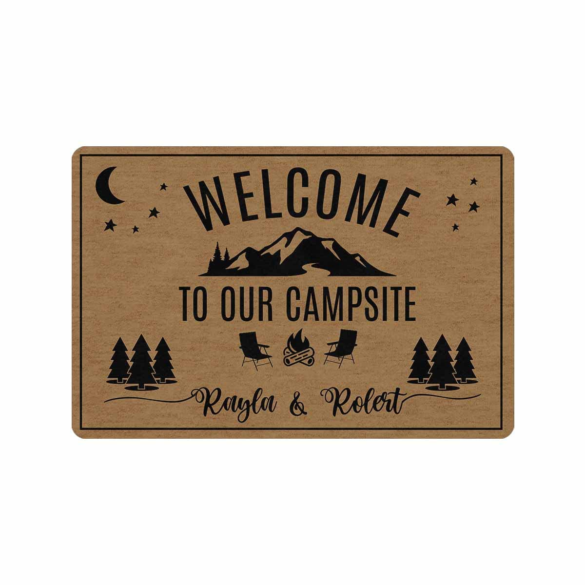 Personalized Welcome to Our Campsite Customized Door Mat with Name, Custom Camping Signs for Campers, 30X18 in