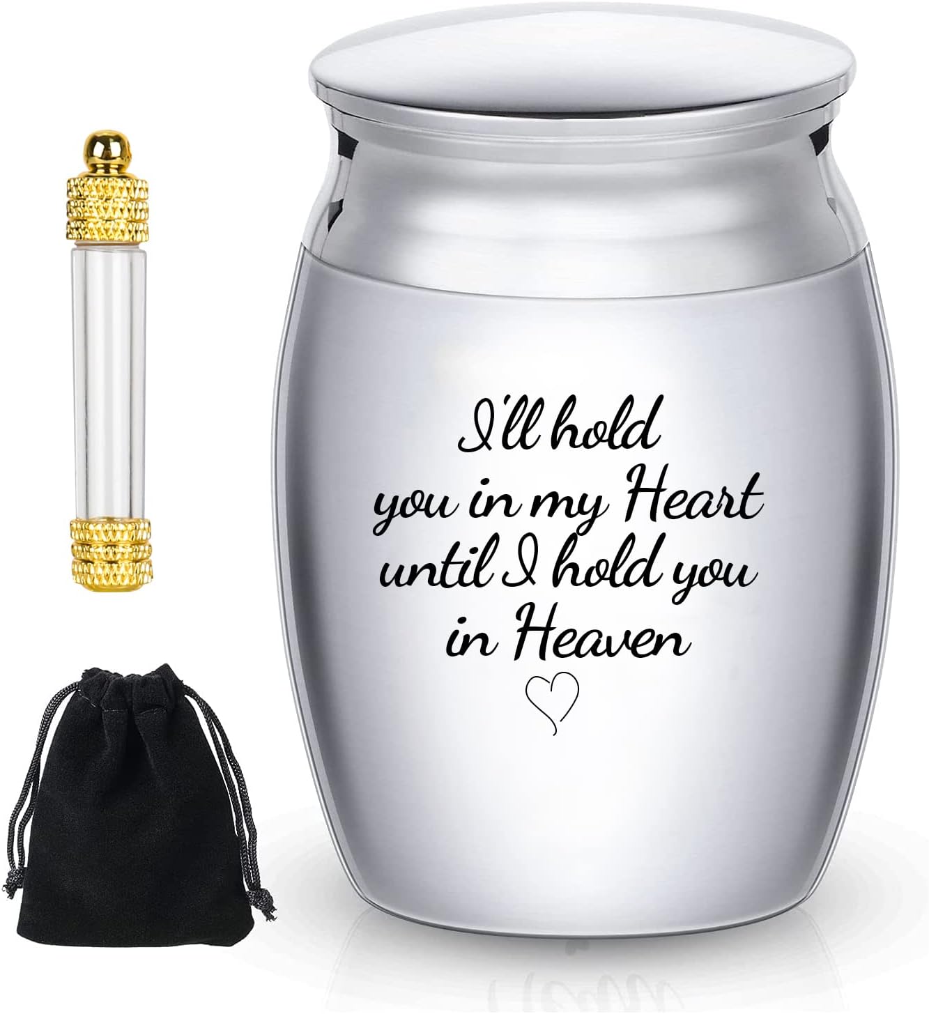 Small Urns for Human Ashes Keepsake - “No Longer By My Side, But Forever In My Heart” Stainless Steel Metal Funeral Urn - Small Cremation Urns - Pet Memorial Cremation Urns for Dogs and Cats Ashes