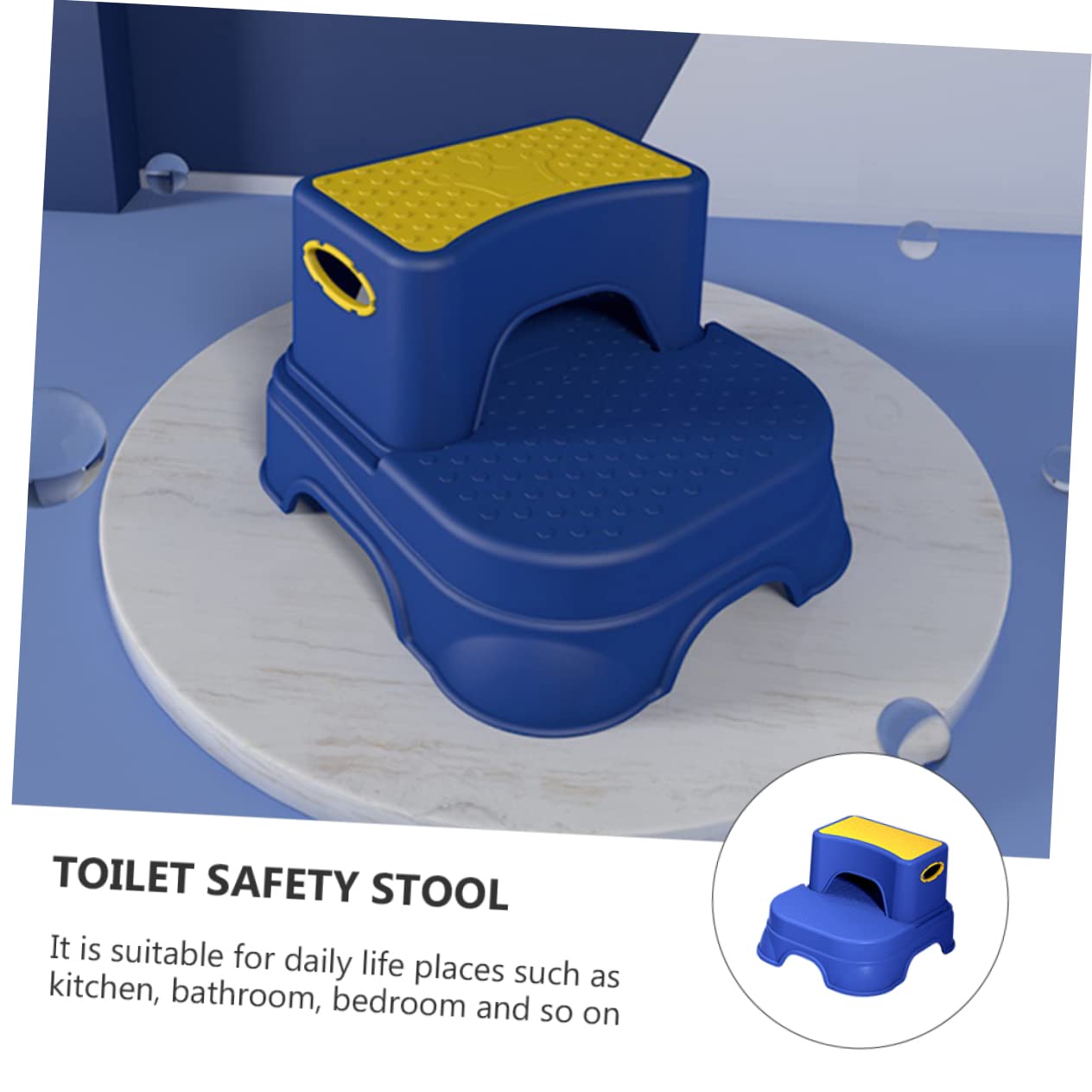 Abaodam Taburete de Escalón Infantil Taburete de Seguridad para Pequeños de Fricción para Pies para Baño o Cocina Color Amarillo y Azul Antideslizante