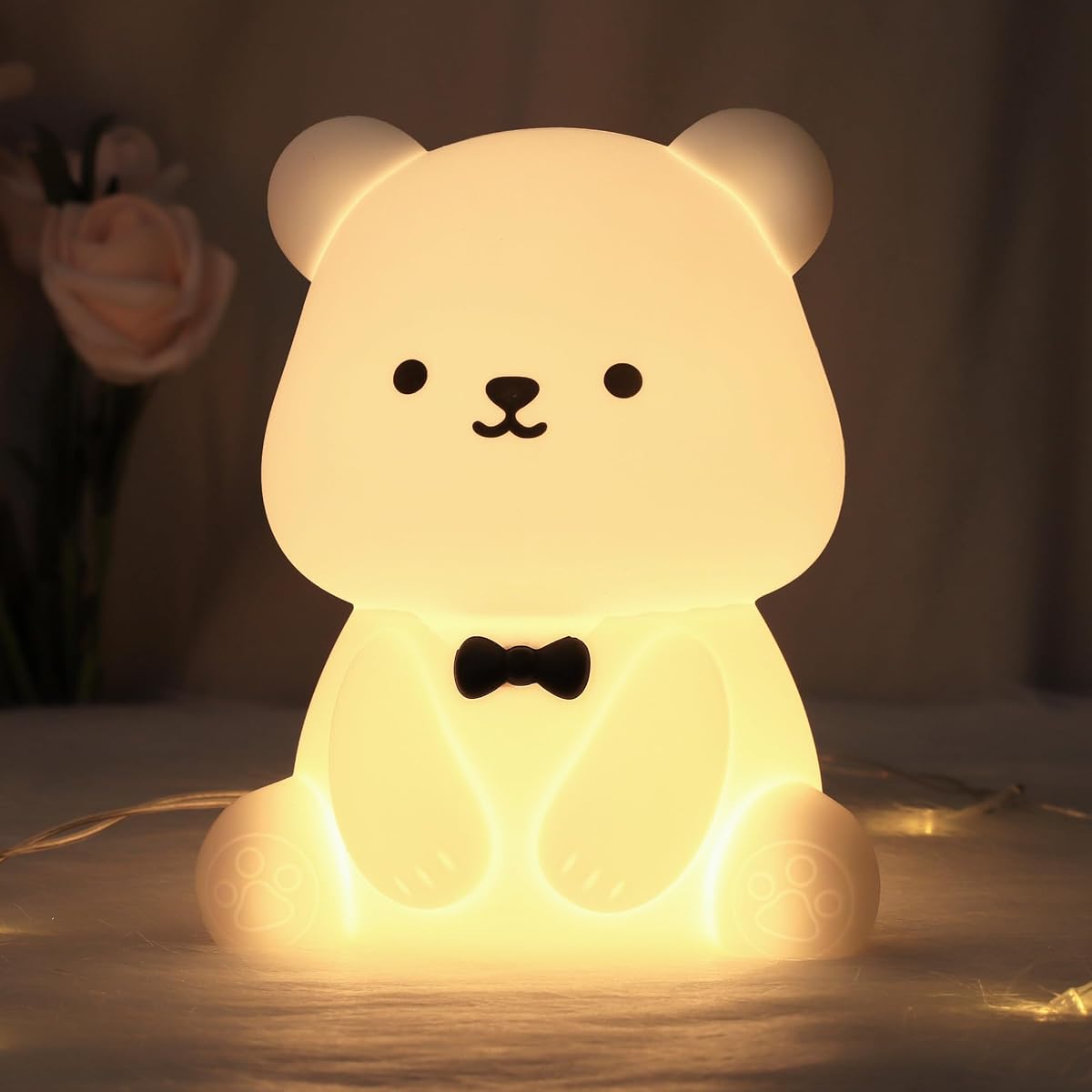 Attivolife Teddy Bear Night Light For Kids Baby Nursery Beside Silicone Lamp