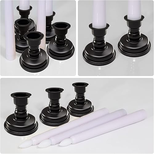 Miniatura 9 de PChero - Velas LED con temporizador, paquete de 6 velas de ventana parpadeantes sin llama con control remoto y portavelas, ideales para Acción de
