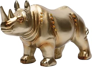BRASSTAR Handmade Resin Rhinoceros Statue Collectible Figurine Home Office Decor Rhino Sculpture Wildlife Gift PTZD043