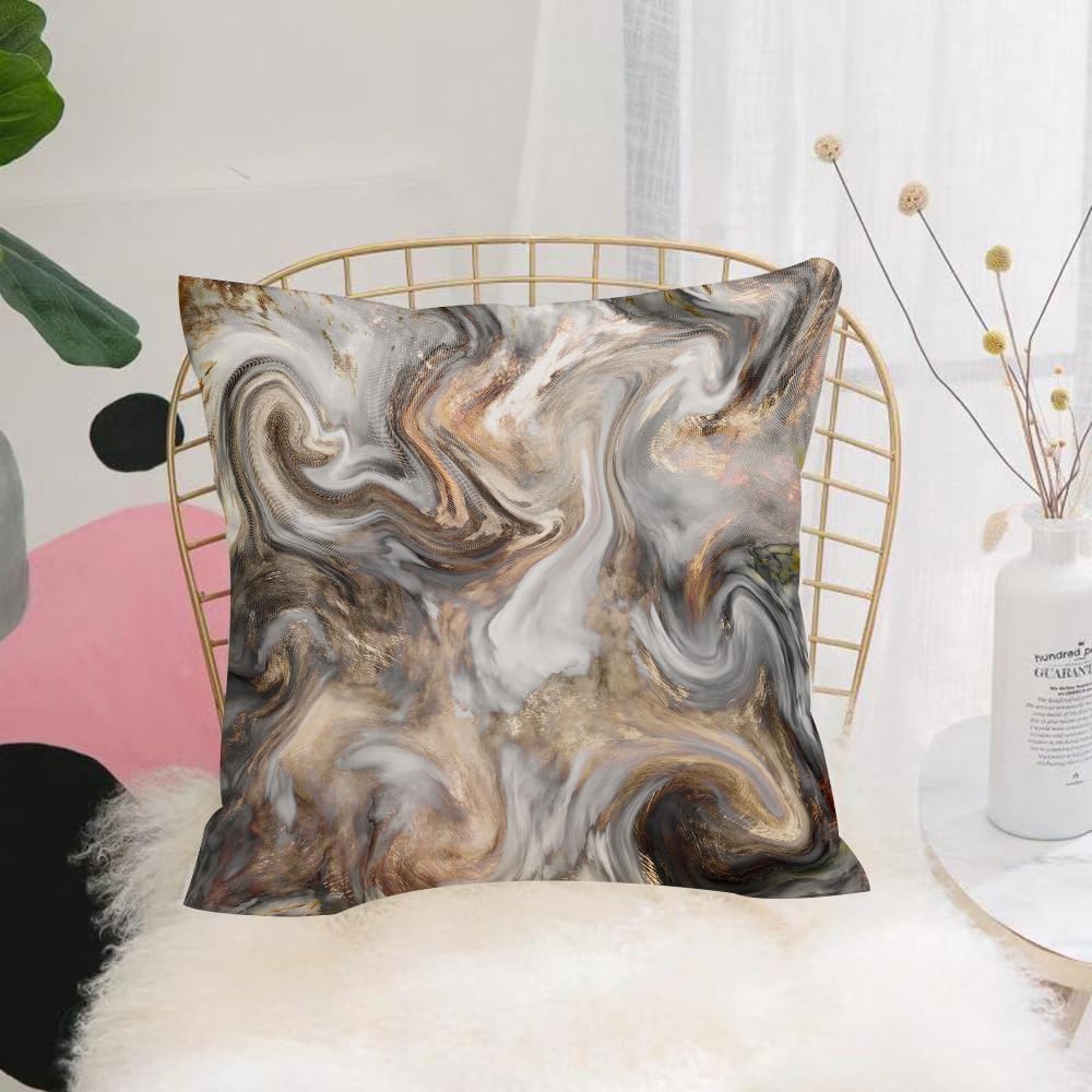 HYOSXW Cushion Cover,Throw Pillow Case Home Decorative for Living Room Bedroom Sofa Chair 16X16 Inch,Marble, Retro Style Brush Colors in Marbling Texture Artwork,Pillowcase 40X40cm