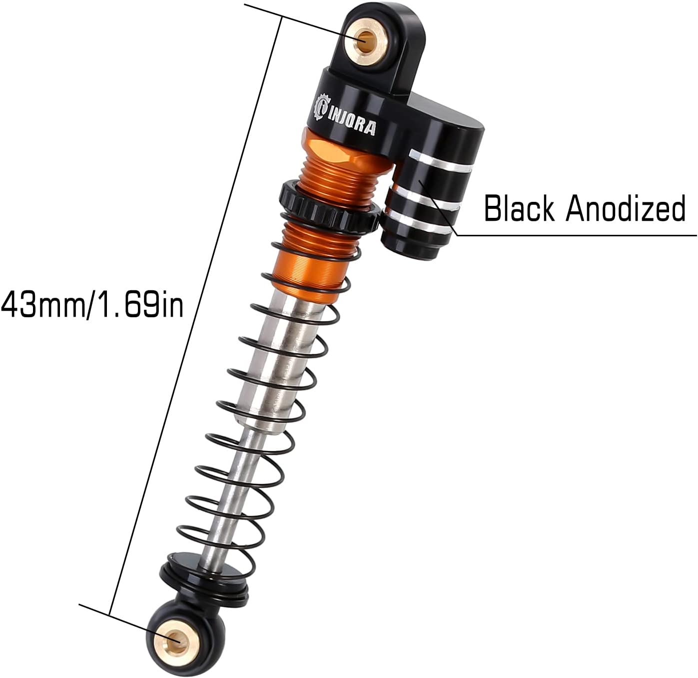 INJORA 050 66T Brushed Motor with Metal Mount and 43mm Shocks for SCX24 AXI90081 Deadbolt Gladiator Axial 1/24 RC Crawler Car