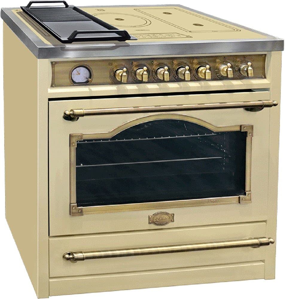 Kaiser Piano Cottura a Induzione HC 93655 IElfEm, Fornello Elettrico 90 cm/Empire Avorio, 5 Zone di Cottura, Forno Multifunzione 115 L Con Autopulizia