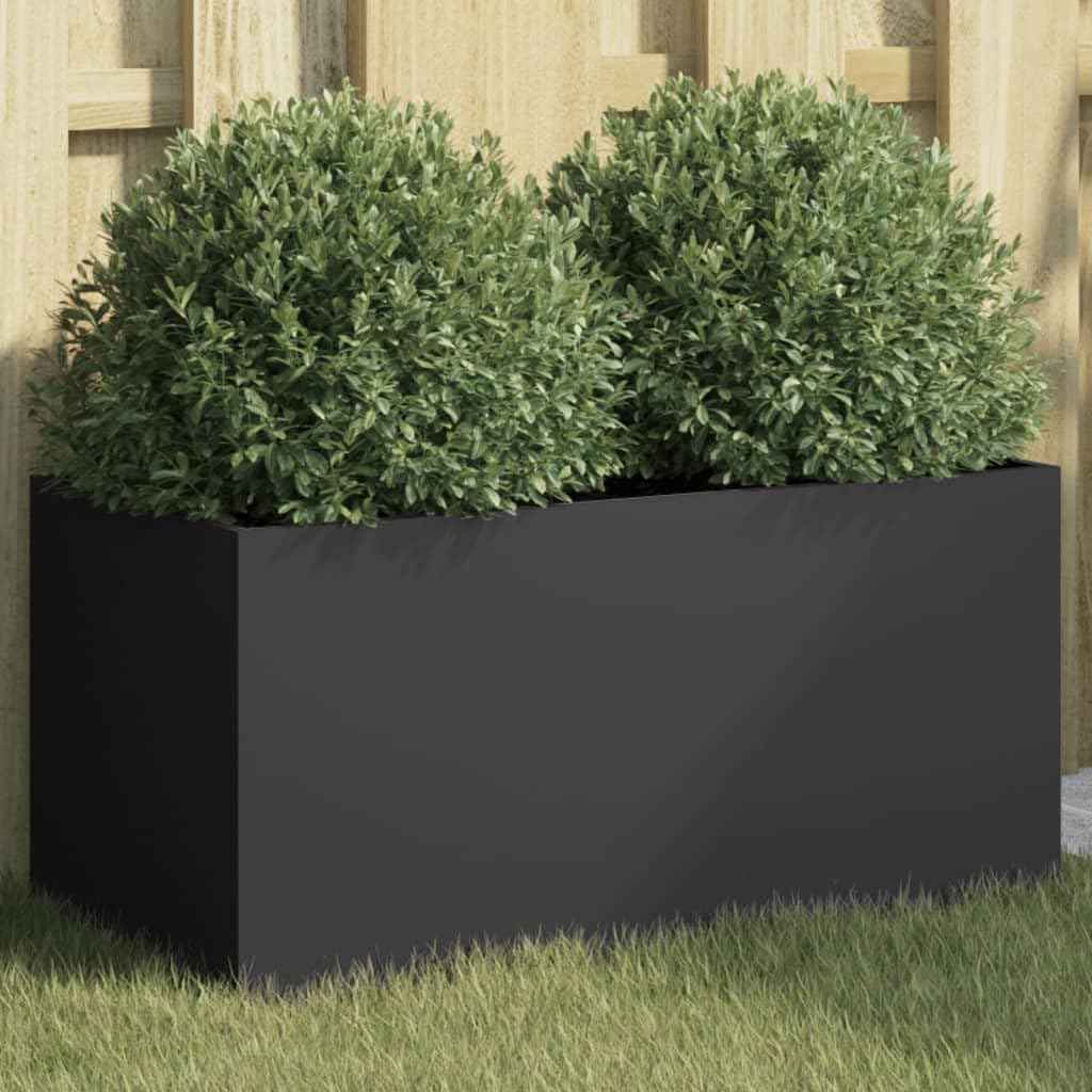 vidaXL Jardinière, Bac à Fleurs, Pot de Plantes, Boîte à Fleurs, Jardinière Surélevée de Jardin Patio Terrasse, Noir 62x30x29 cm Acier