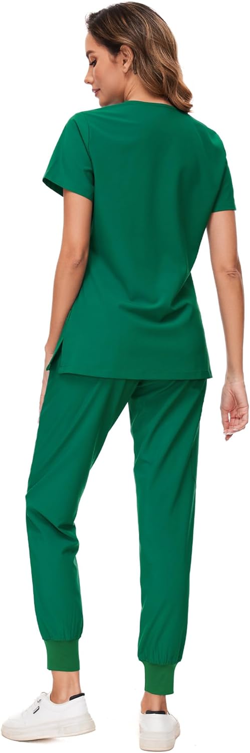 COZYFIT Scrubs for Women Set - Stretch V-Neck Scrub Top & Jogger Pant with 8 Pockets COZY SCRUBS - Image 2