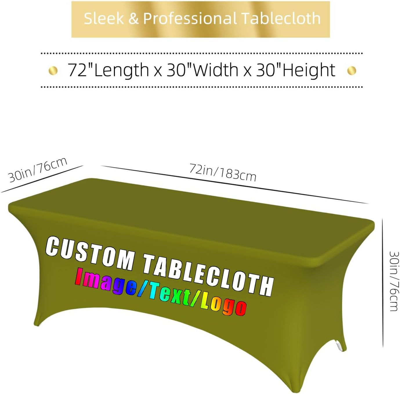 Custom Table Cloth Cover with Business Logo Rectangular Tablecloth Design Your Text Image Personalized Tablecloths for Home Garden Picnic Party Decor, Olive, 6FT