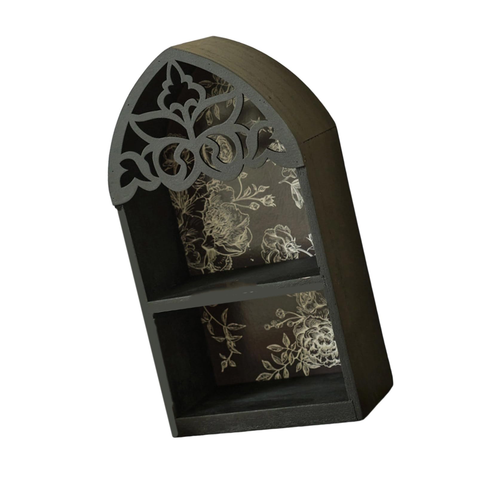 HGENAHGTF French Quatrefoils Floating Shelf with Intricate Carvings MultiTier Wall Mounted Home Decoration Unique Gift Wood Multilayer Wall Shelf