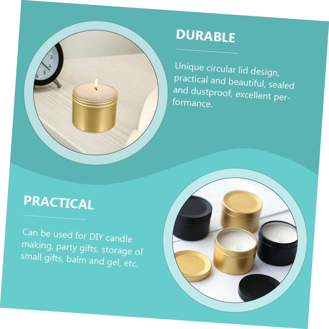 EXCEART 20pcs Aluminum Alloy Candle Containers for Projects Travel Storage Jars for Tealight and Decorative Candles and Portable Design for Crafting Supplies