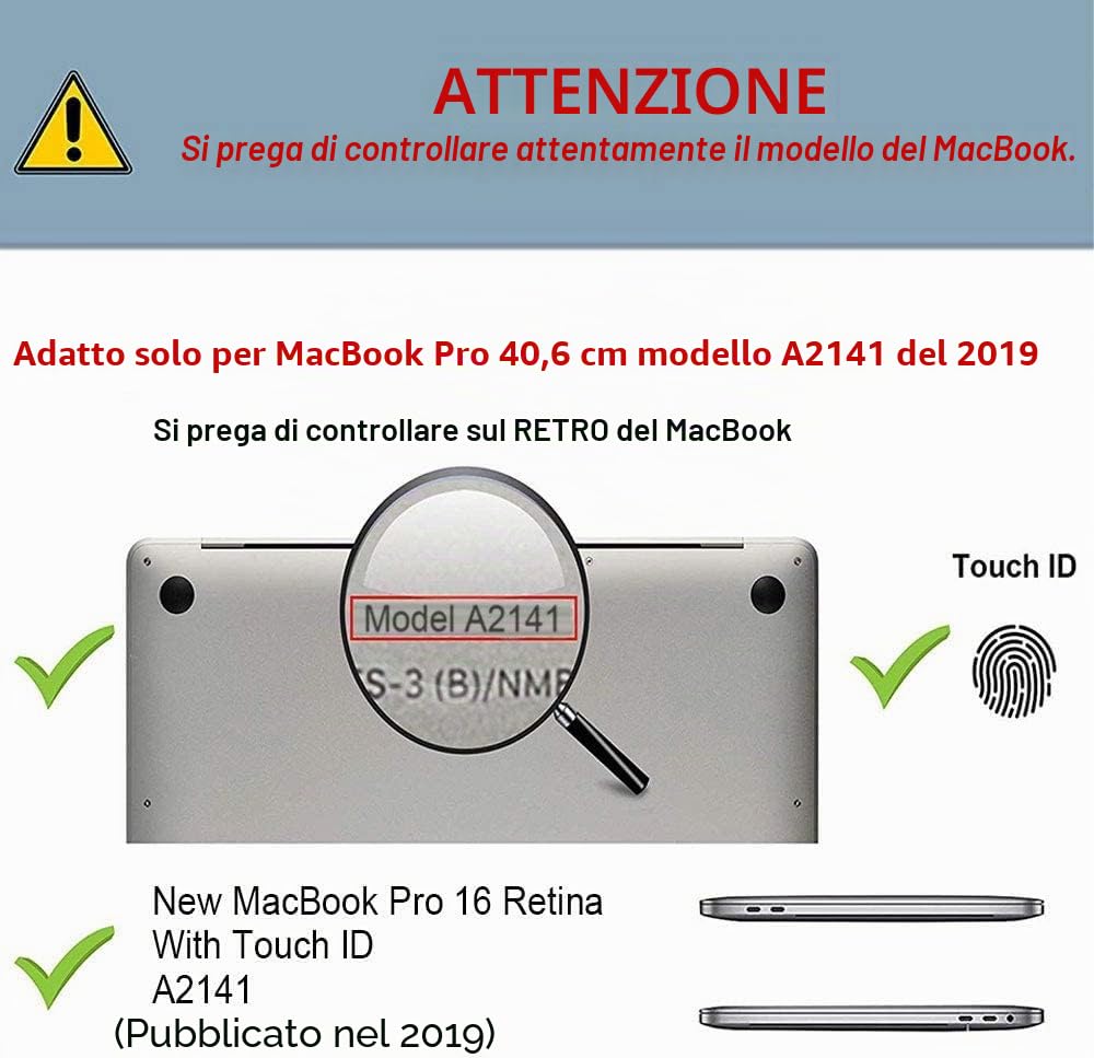 TECOOL Cover compatibile con MacBook Pro 16 Pollici 2020 2019 (A2141) con Touch Bar, Custodia Rigida Protettiva Sottile in Plastica Superficie Liscia, Cristallo Trasparente