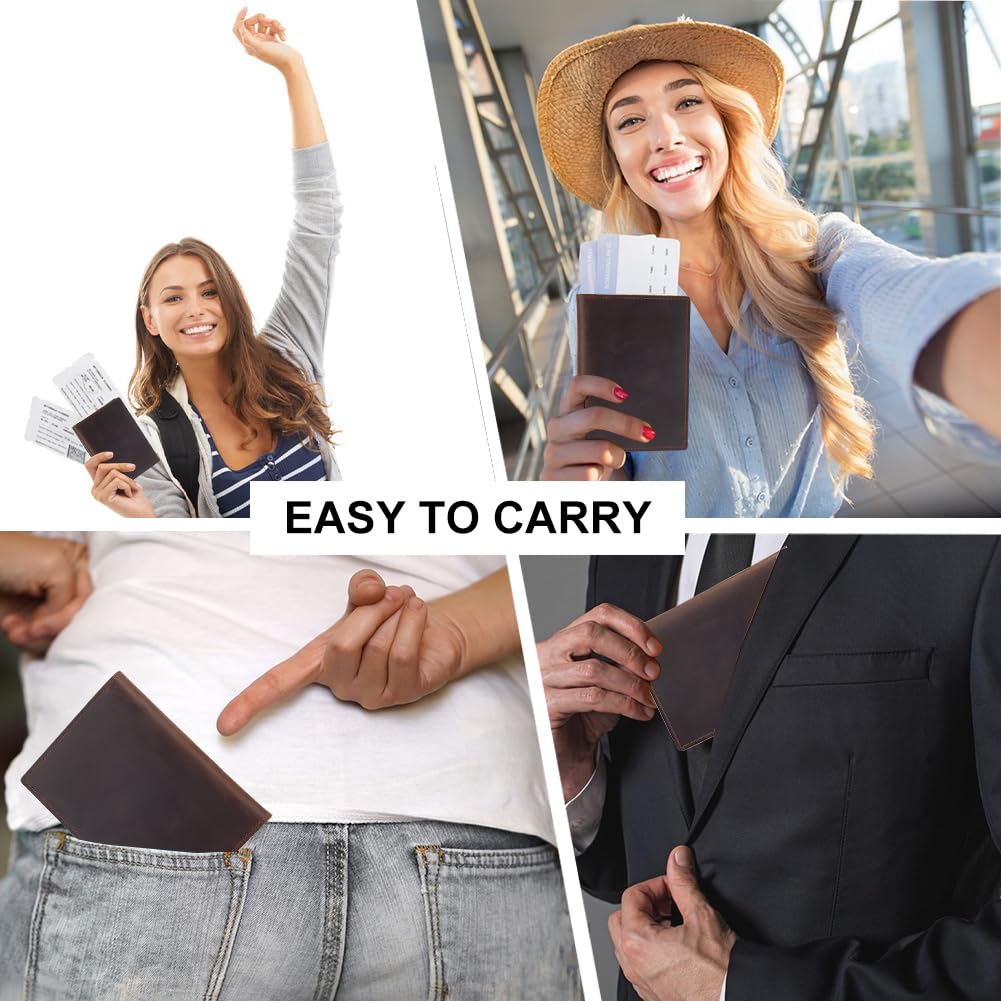 GORGECRAFT Portapassaporto in Vera Pelle da 142 * 105mm Portafoglio in Pelle di Cavallo Pazzo Portapassaporto Fatto A Mano Custodia Rettangolare per Bagagli da Viaggio Organizer Marrone Noce di Cocco
