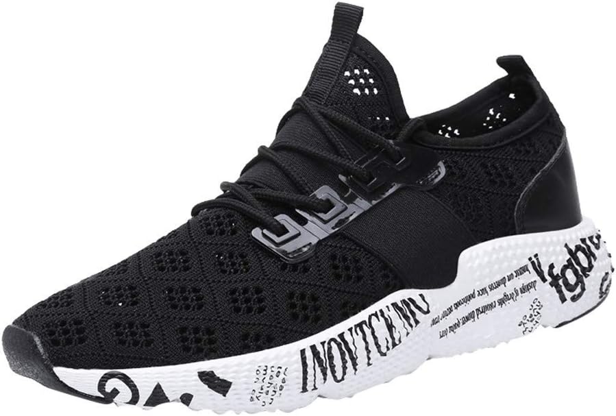 NUWFOR Sport Shoes for Men Running Shoes Mesh Breathable Fashion Sneakers(Black,7.5 M US Length:9.5-9.7")