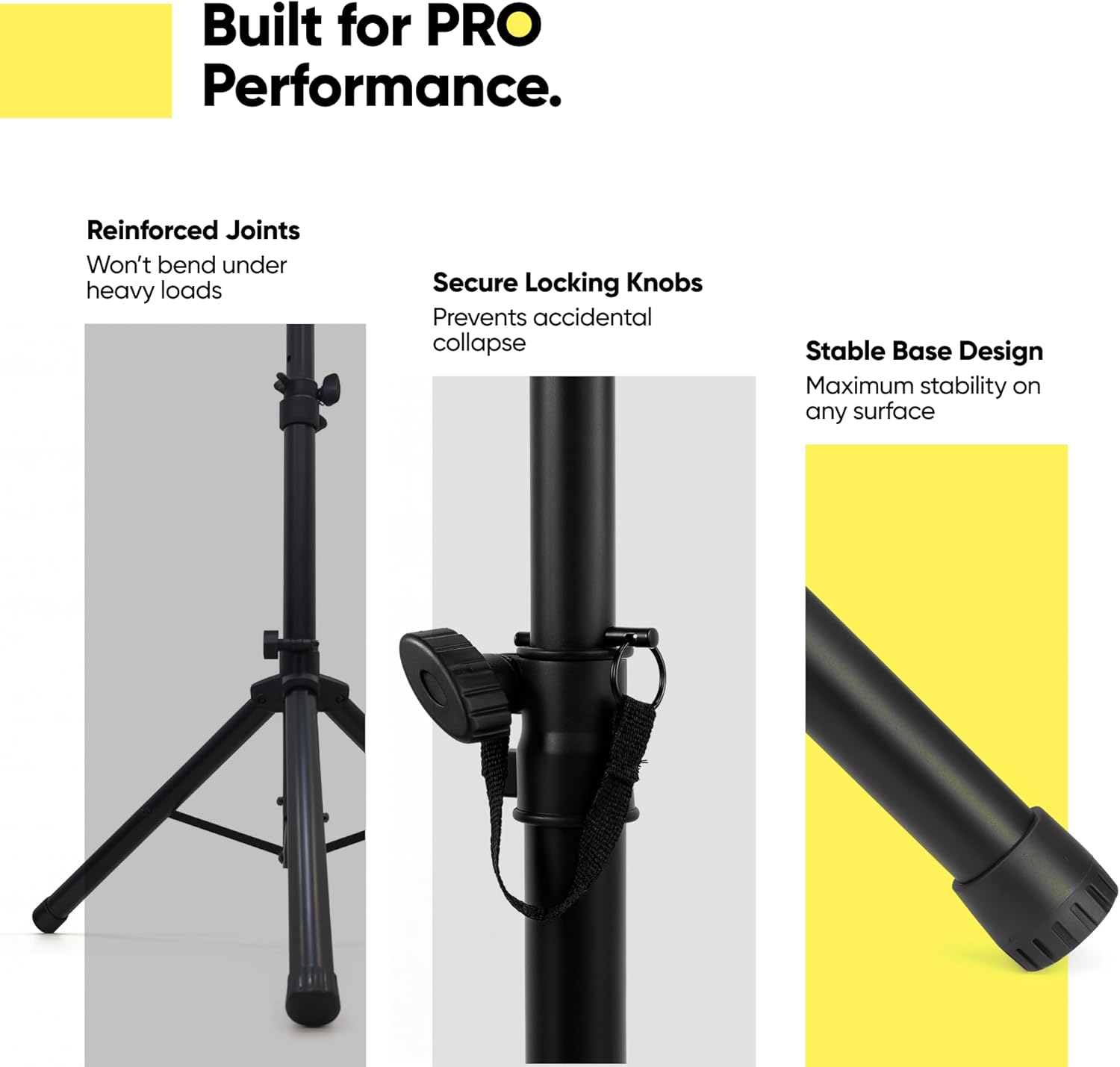 BOWENS Speaker Stands Pair (24") – Adjustable Compact PA Speaker Stand Set with Padded Carry Case - Image 4