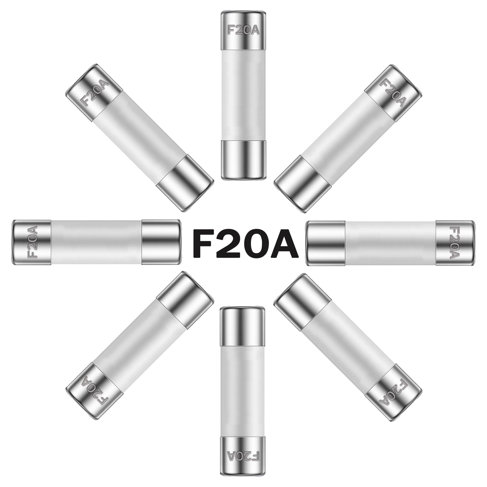 ALLECIN 20A 250V 6x30MM Fast Blow Ceramic Fuses 20 Amp 250 Volt 0.24 x 1.18 Inch Fast-Acting Tube Fuse F20AL250V (Pack of 10Pcs)