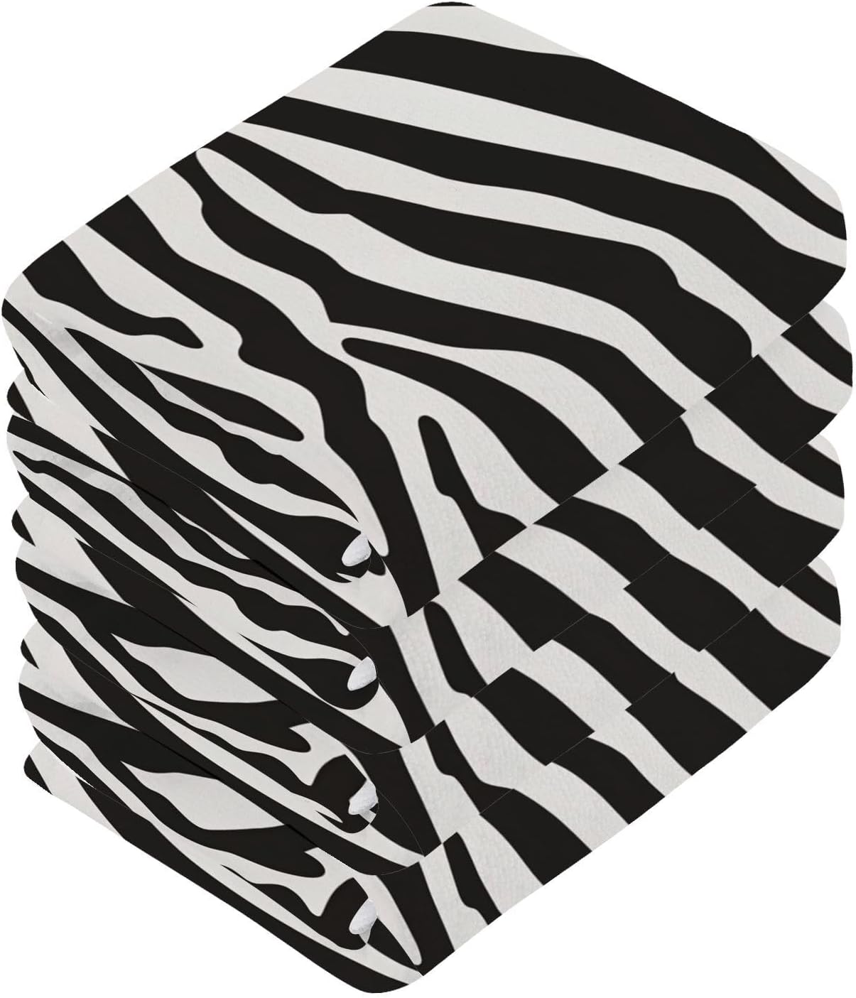 Zebra Print Washcloths Set of 4-12 X 12 Inch Highly Soft & Absorbent Cotton Wash Cloths Face Towel Bath Hand Towels for Bathroom Spa Gym Kitchen - Image 4