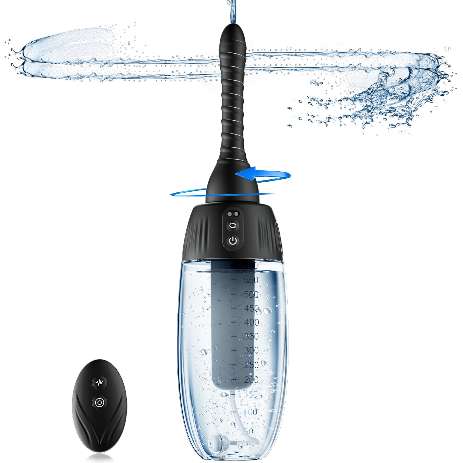 Poire a lavement pour anus - 20oz Lavement rotatif Automatique Poire à lavement intime hommes et femmes Nettoyage en profondeur à 360° 5 becs avec 3 vitesses de rotation et de pulvérisation