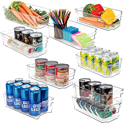 Image of Snazzy Refrigerator Organizer Bins - 6pcs Clear Plastic Bins For Fridge, Freezer, Kitchen Cabinet, Pantry Organization and Storage, BPA Free Fridge Organizer, 12.5 inch Long-Medium