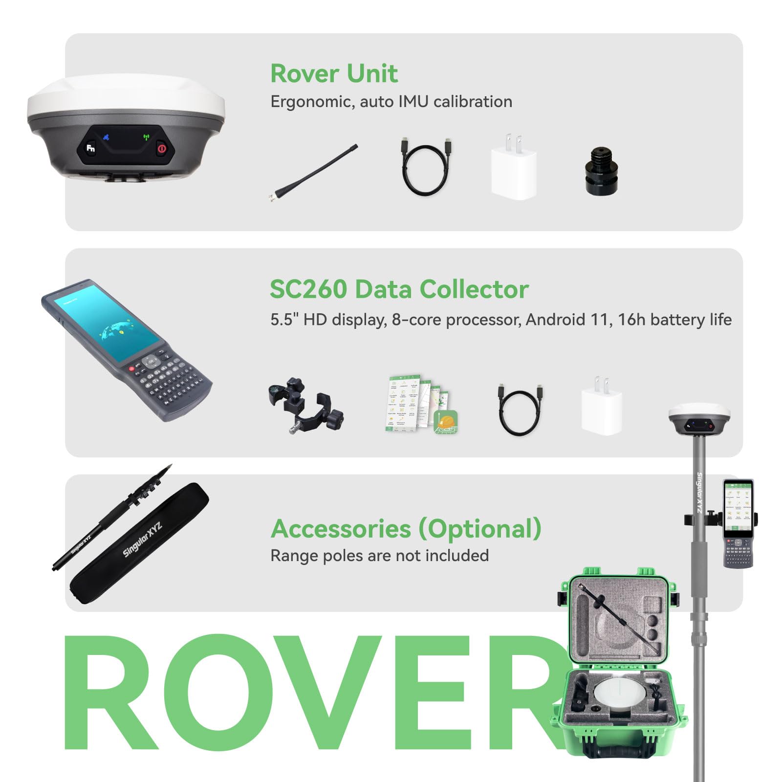 E1 Lite GNSS RTK GPS Equipamiento para Medición Precisa, Detección de Terreno y Mapeo Topográfico, con Corrección CORS, Colector SC200 y Software