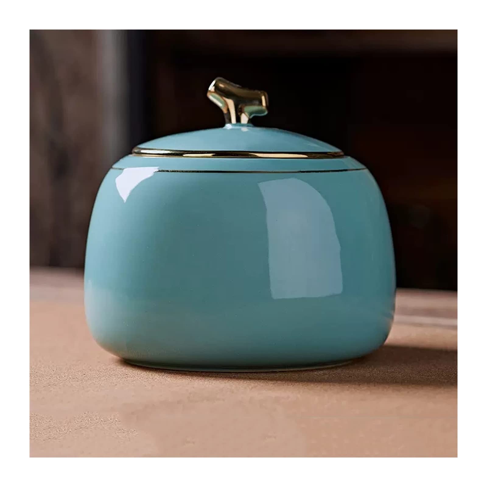 zhangrui1888 Tea Canister Shiny Ceramic Tea Caddy Canister Storage Container Tins Jar with Airtight Lid Lovely Tank for, Coffee, Herb, Sugar, Spice, Nuts, 800ML Tea Storage(Green)