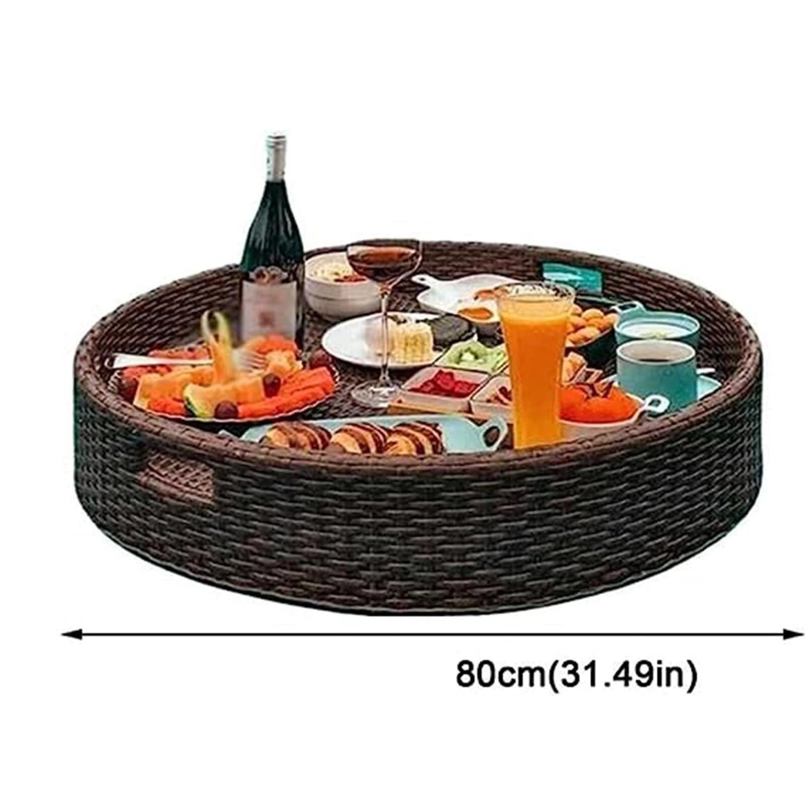 Portabicchieri per Piscina, Vassoio da Portata in Rattan Intrecciato, Vassoio Galleggiante per Piscina, Tavolo da Bar, Vassoio Galleggiante per Piscina Portabottiglie Galleggiante
