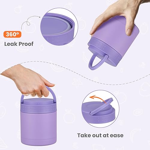 Miniatura 5 de Termo de sopa de 10.5oz para alimentos calientes, termo de alimentos aislado para niños y adultos con asa, boca ancha, recipiente de alimentos a