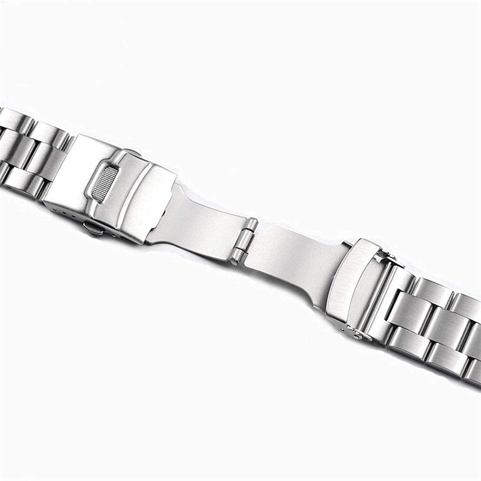QHQQXN Correa de Reloj, Correa de Acero Inoxidable sólida de 20 mm y 22 mm, Correa Plegable de Metal, Accesorios de Reloj de Pulsera de Repuesto para Hombre