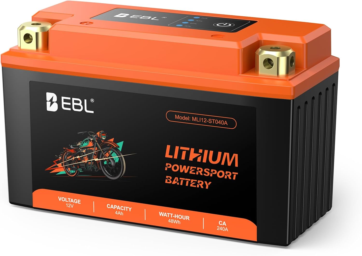 EBL Lithium YT9B-BS, 120CCA Lithium LiFePO4 Motorcycle Battery, 12V 4Ah ATV, UTV, Jet Ski, 4 Wheeler, Quad, Riding Lawn Mower, Tractor, Scooter, PWC, Seadoo, Polaris and Generator Battery.