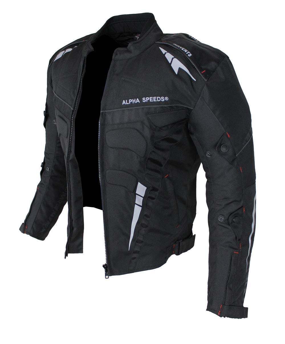 EURO STARS Motorradjacke Herren Textil Jacke mit Protektoren, Wasserabweisend, Winddicht, Biker Custom, Touring, Quad, Sport und Freizeit Jacke Schwarz