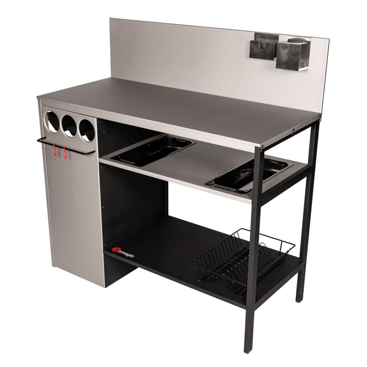 Somagic Desserte pour plancha à Poser, Acier laqué, Dimensions 110.5 x 47.5 x 113 cm, avec Rangement pour Bouteille de gaz et Accessoires, Marque