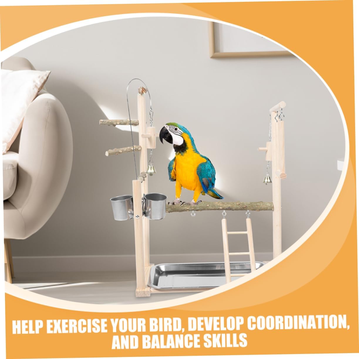 Stable Bird Playstand Swing Ladder for Parrots Made of Pepper Wood for Bird Cage