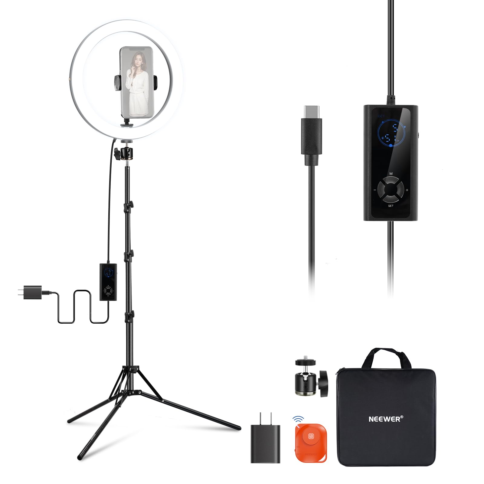 NEEWER リングライト 動画用 ライト LED Amazon.co.jp: NEEWER 12インチ LEDリングライト スマホ用 24W