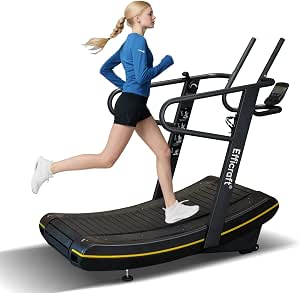 Curved Manual Treadmill with 8-Level Resistance & LCD Display