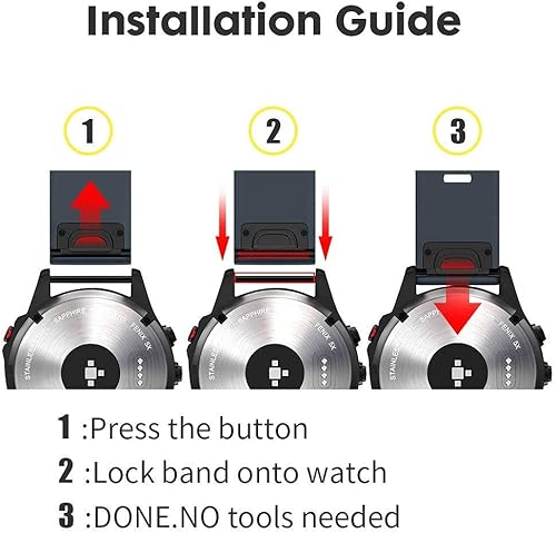 Vista 34 de NotoCity Compatible Fenix Band 26mm Width Soft Silicone Watch Strap for Fenix 5X Plus, 6X, 6X Pro, 3, 3 HR, Descent MK1, D2 Delta PX, D2 Charlie, 8