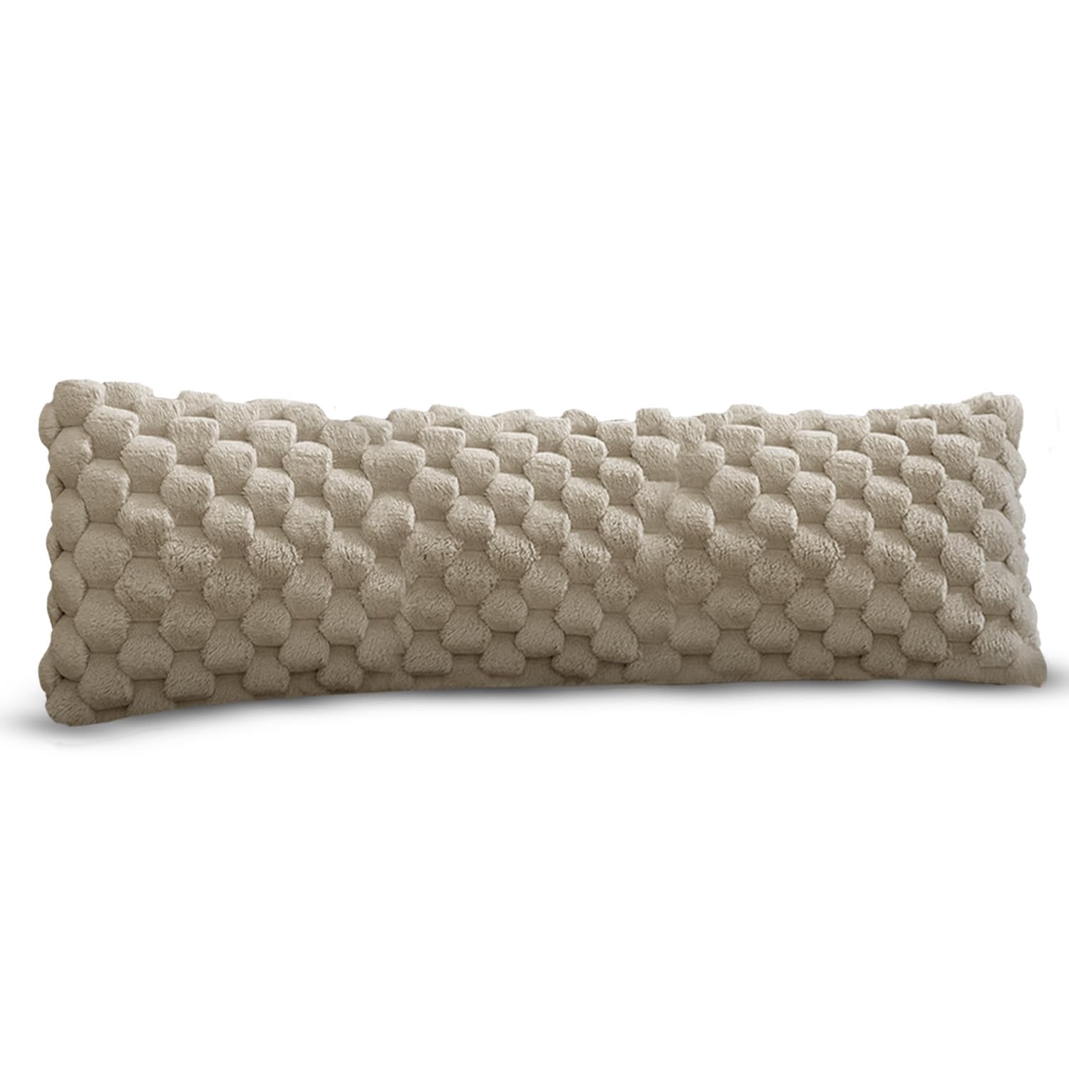 Velosso Luxury Body Support Pillow, Chunky Popcorn Faux Fur Bolster, Long Cushion for Pregnancy, Maternity and Side Sleeping, Soft Hollowfibre Filling (Beige)