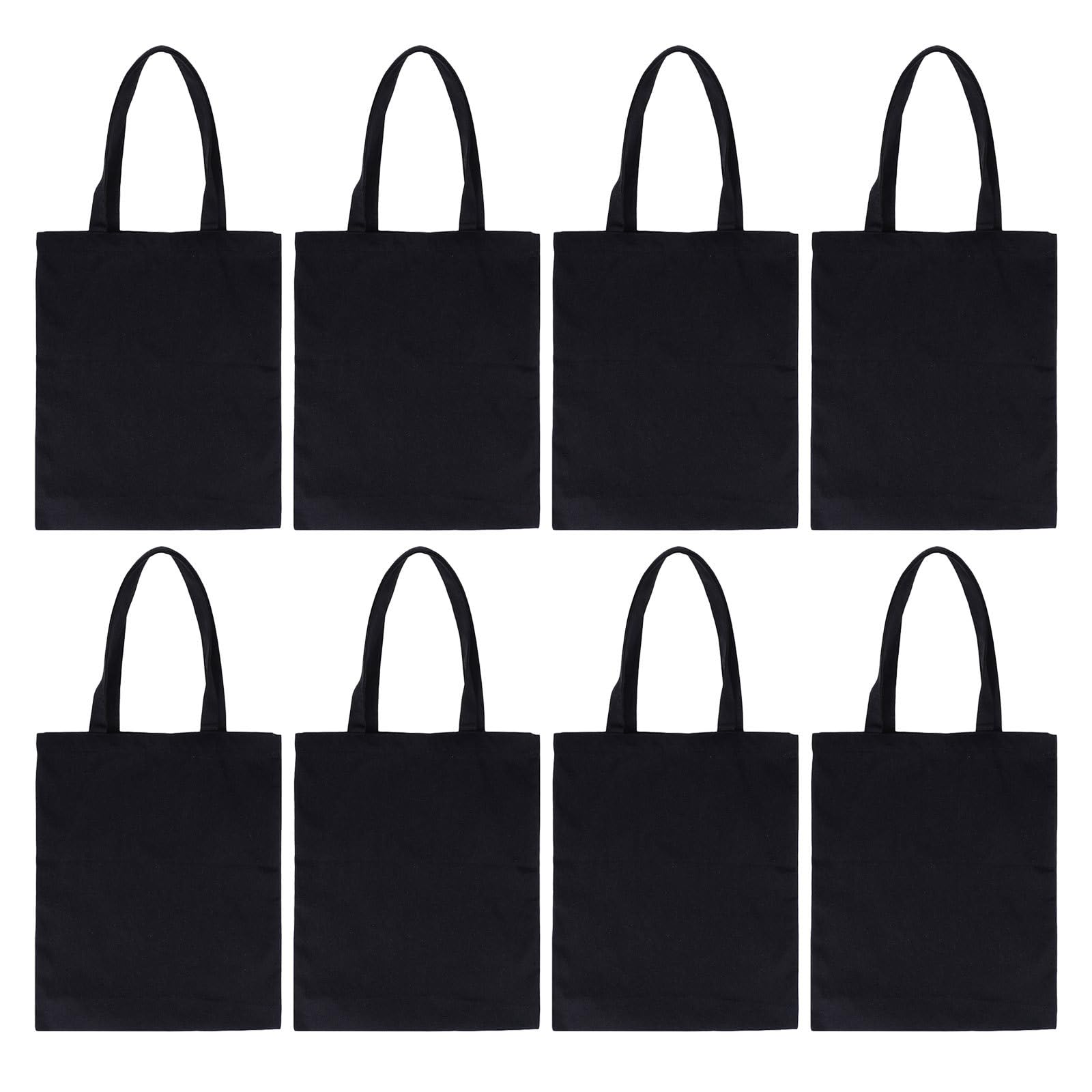 PartyKindom Bolsa de Lona para Transferencia de Calor 8 Piezas 40x35 Cm Negra con Asas, Reutilizable y Lavable para Sublimación, Pintura y Bolsas de Supermercado Versátiles para Compras