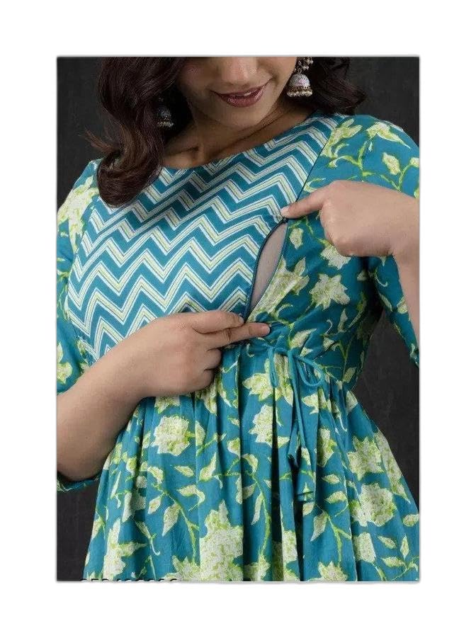 SIDHI VINAYAK Creation Womens Printed Maternity Pure Cotton Gown/Kurta with Belt|Style -415 Maternity Kurtas-image-18