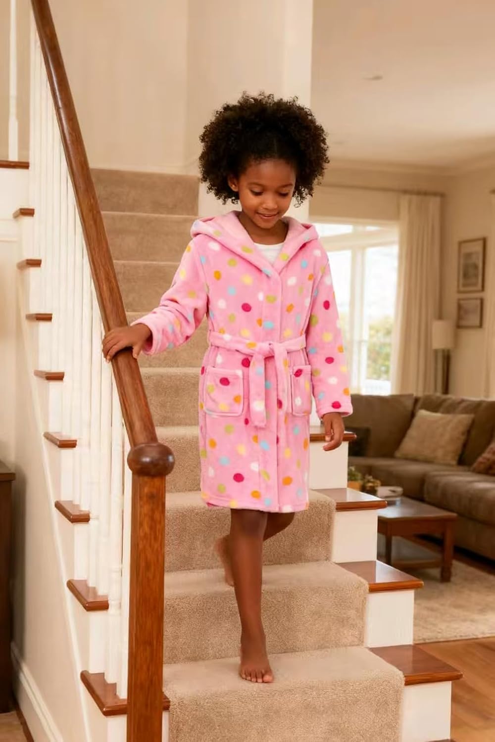 Girls Fleece Hooded Robe Warm Sleepwear for Toddler Kids Soft Fuzzy Bathrobe Gifts - Image 4