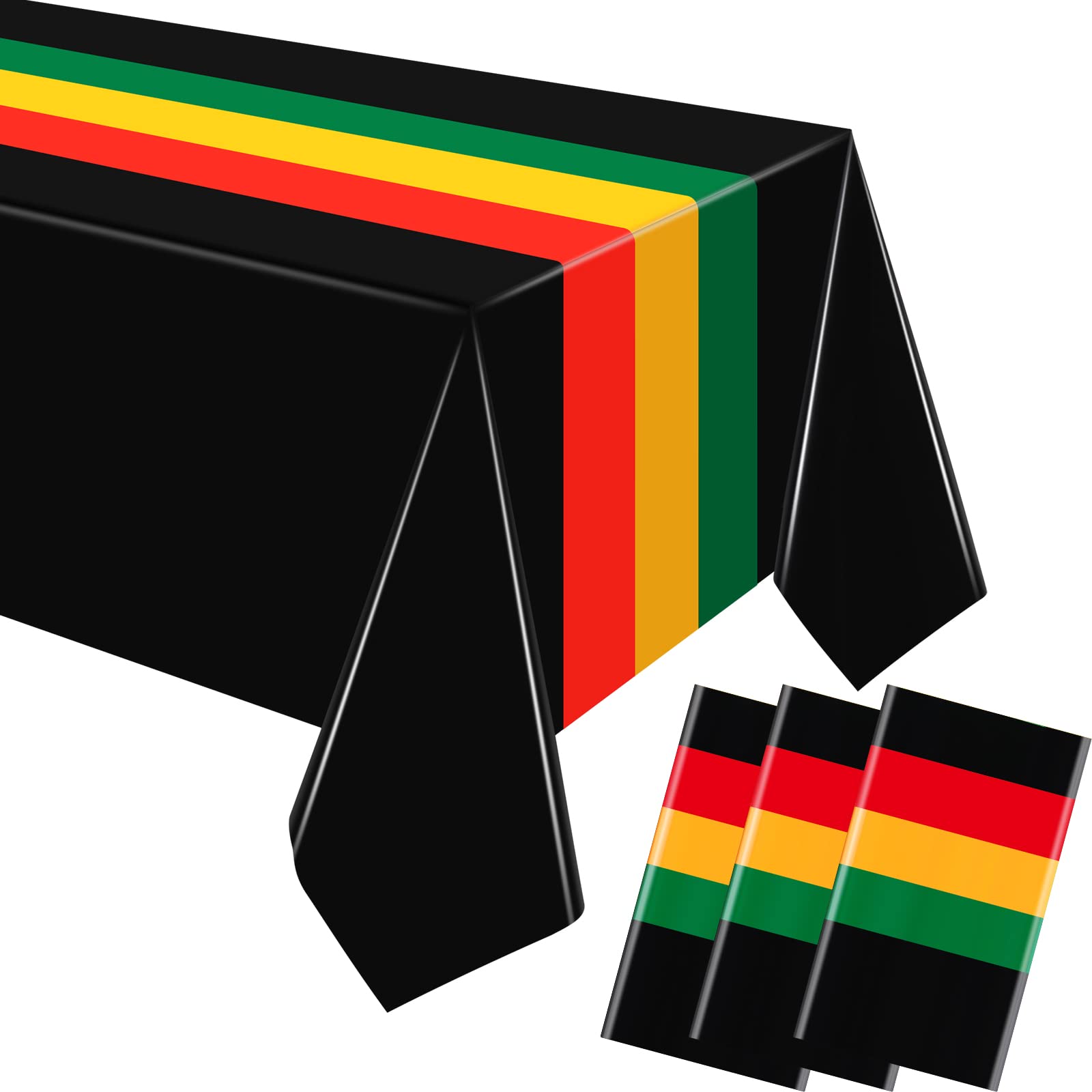 Kinlop 3 Pcs Kwanzaa Tablecloth 108 x 51 Inch Juneteenth Black History Table Covers Plastic Disposable Table Clothes for Africa American Independence