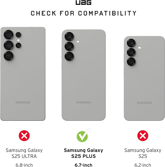 URBAN ARMOR GEAR UAG Designed for Samsung Galaxy S25 Plus Case DOT, Compatible with Magnetic Charging Bundle with Glass Shield Screen Protector (Ash + Clear)