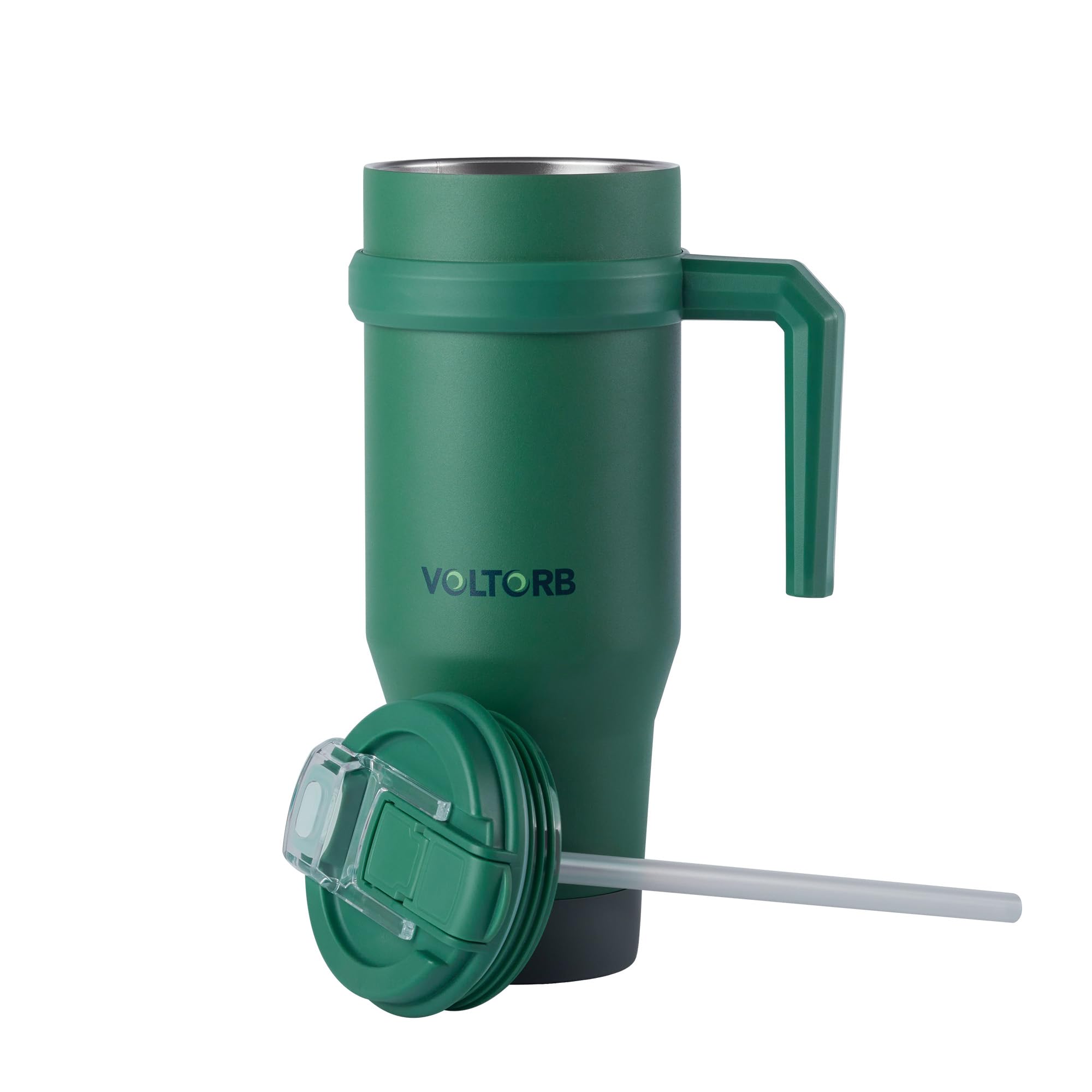 VOLTORB 40Oz Stainless Steel Thermos Portable for Car, With Straw and Wide Mouth Lid, Vacuum Insulated, Leakproof, Hot and Cold Beverage Container, Reusable for Travel, Camping