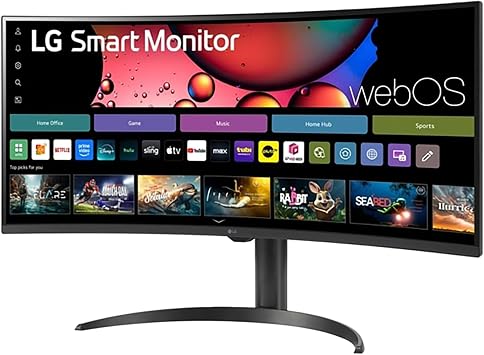 LG 34 Curved UltraWide WQHD(3440x1440) Smart Monitor with HDR10 99% sRGB, 100Hz, Magic Remote, AirPlay 2 & Adjustable Stand, webOS