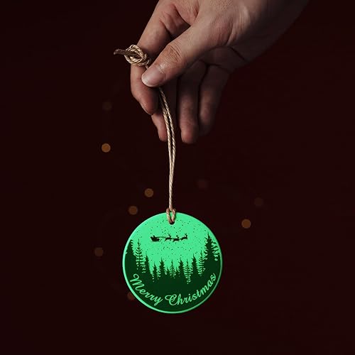 Miniatura 6 de Adorno de Navidad brillante para árbol de Navidad, ciervo, regalo de boda, regalo de pareja, pareja de recién casados, redondo (blanco y verde)