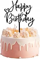 Vista 14 de Decoración de pastel de feliz cumpleaños DIY acrílico negro